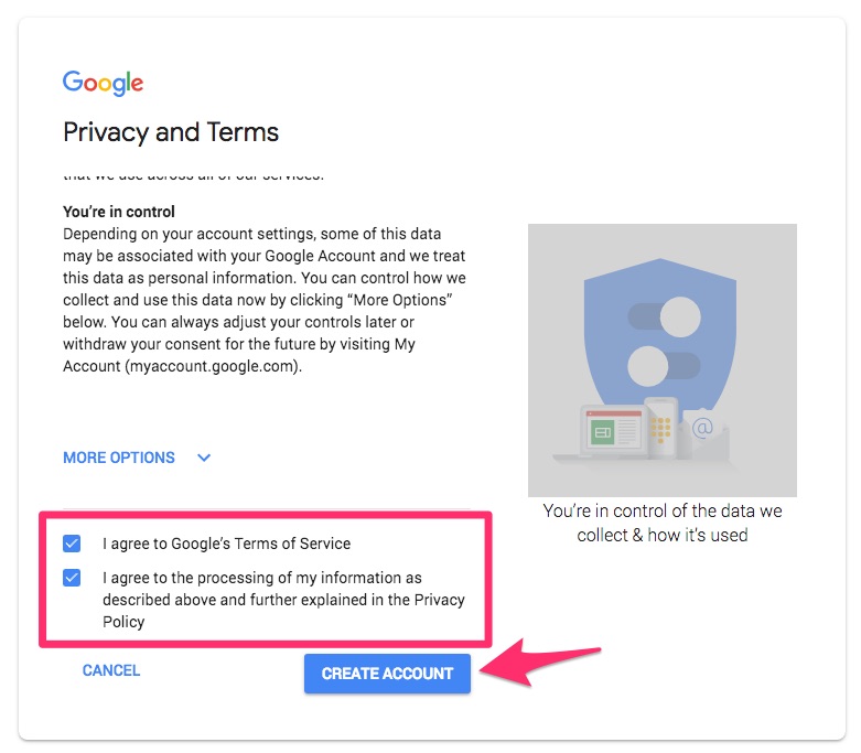 Sign up for google apps