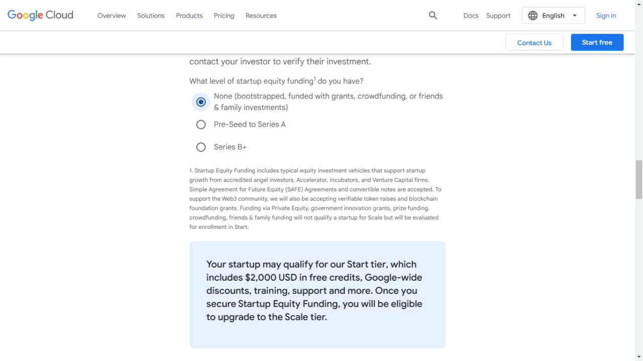 Google cloud for startups program