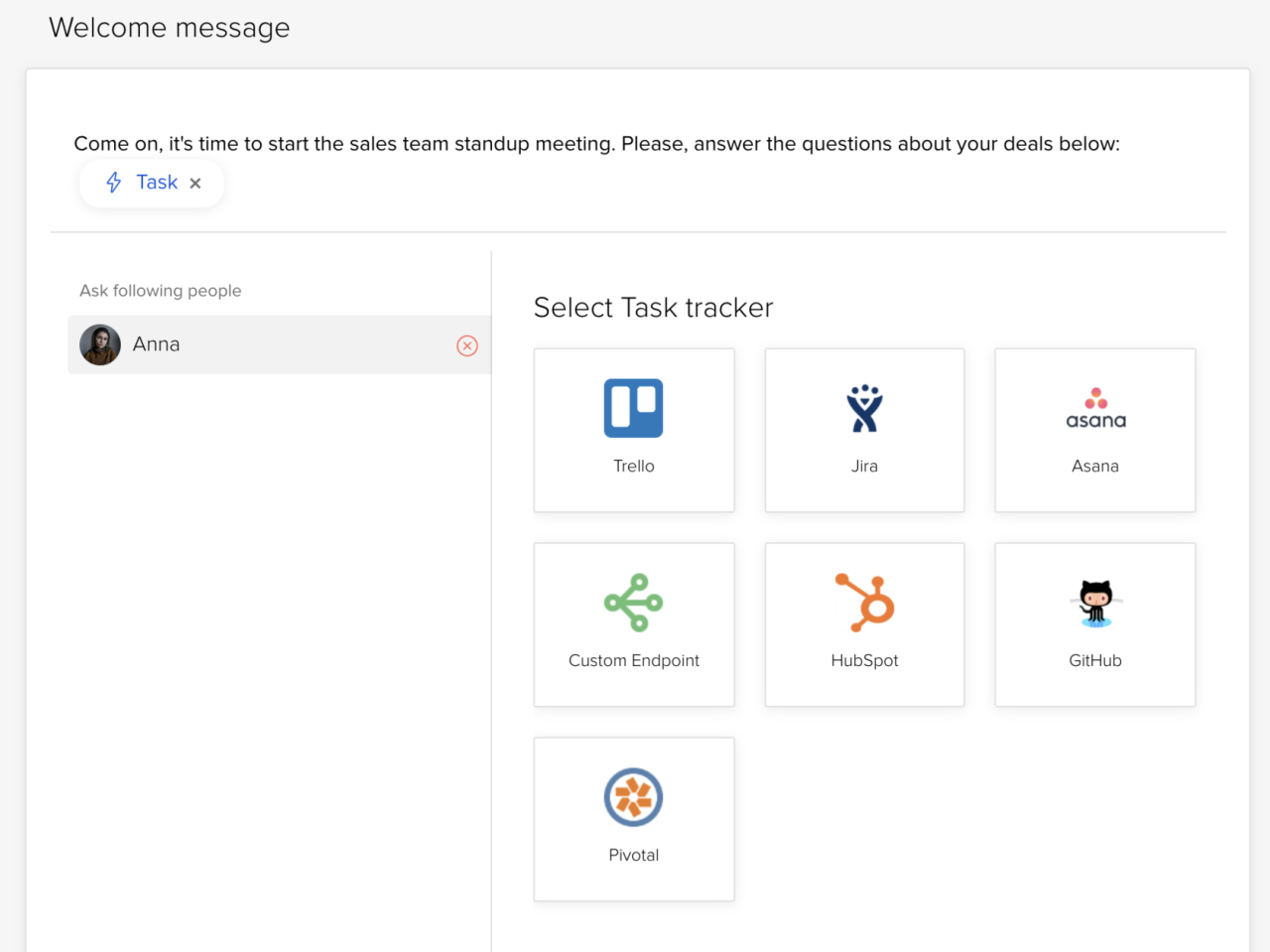Project management tool for slack