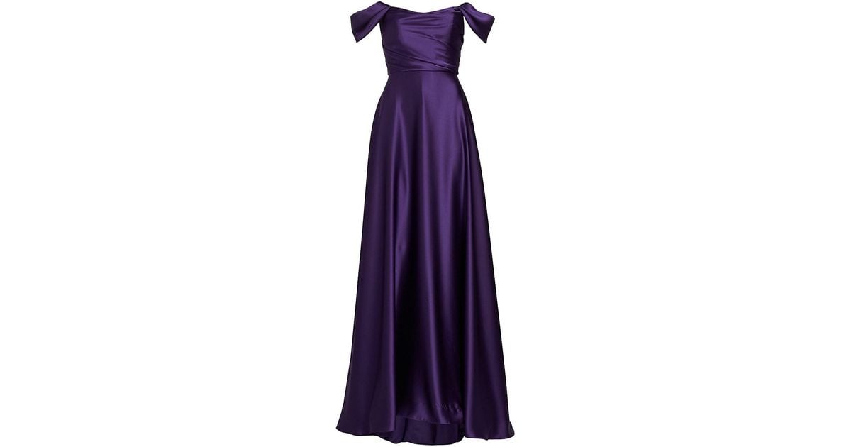 Amsale satin one shoulder gown