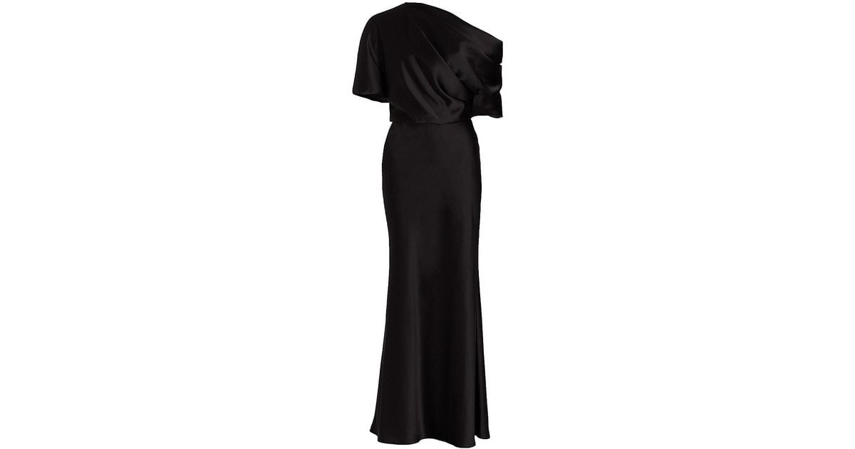 Amsale satin one shoulder gown