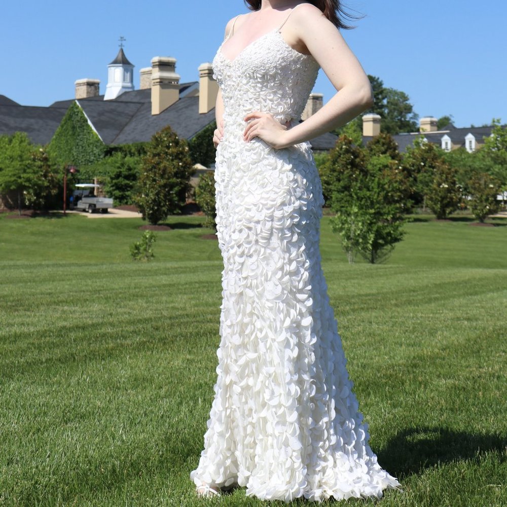 Theia fiorella draped petal gown