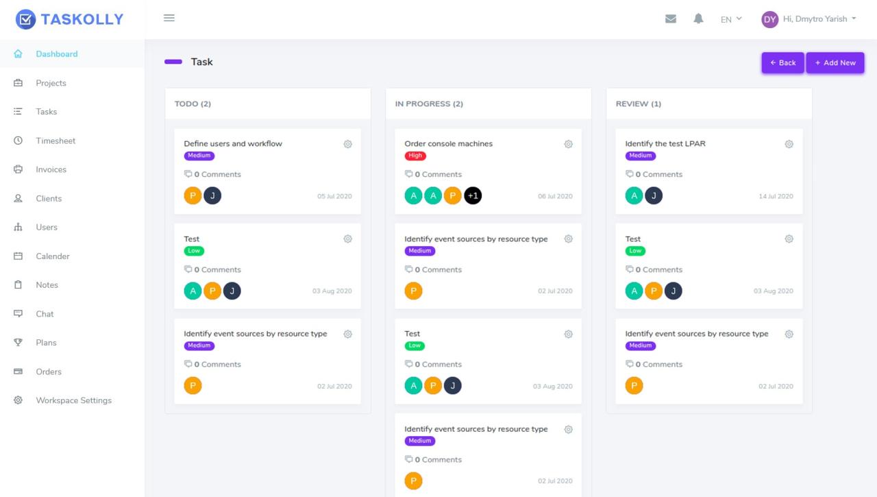 Project management tool for one person