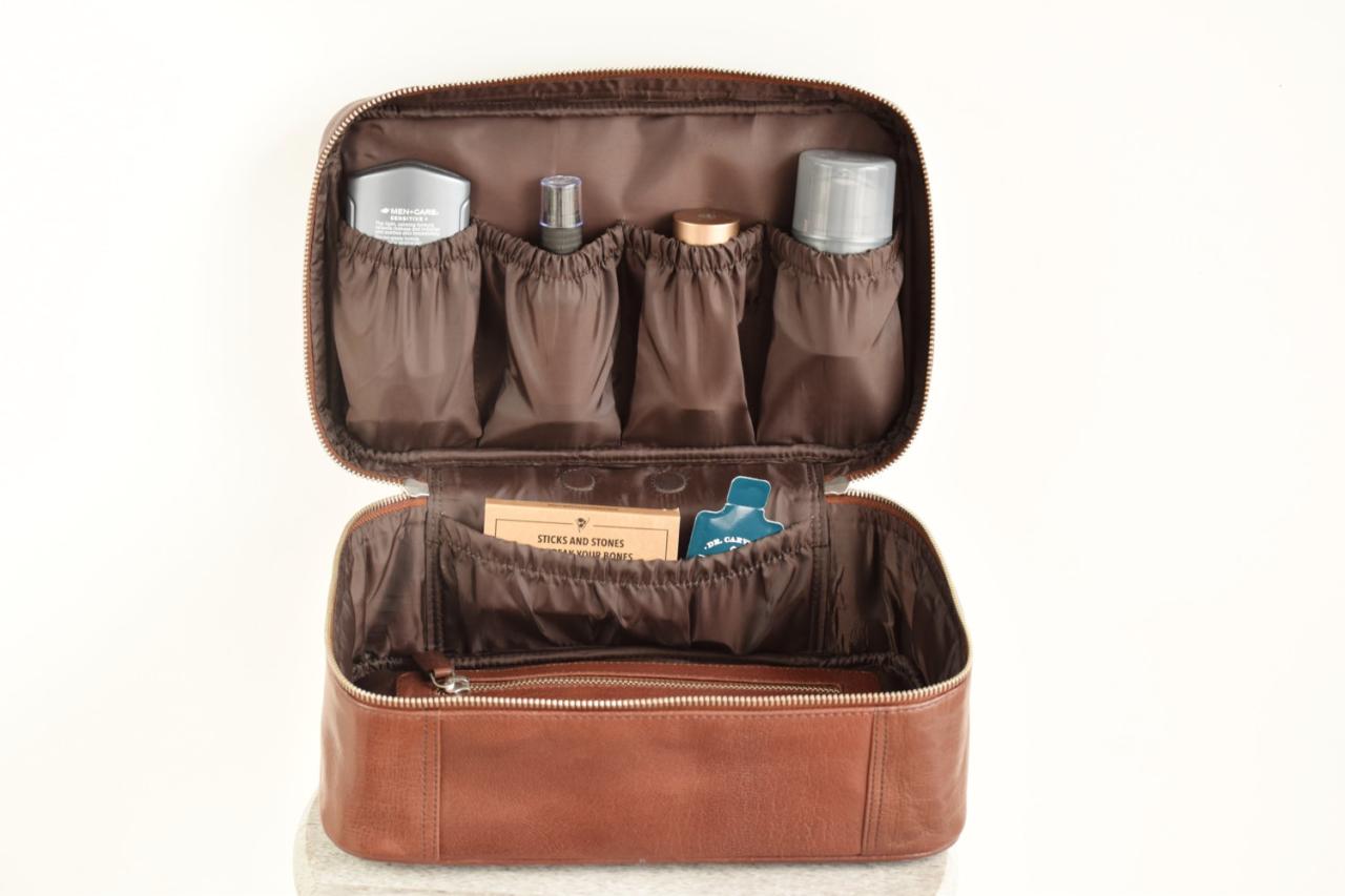 Toiletry leather bag men bags personalized mens kit luxury monogrammed