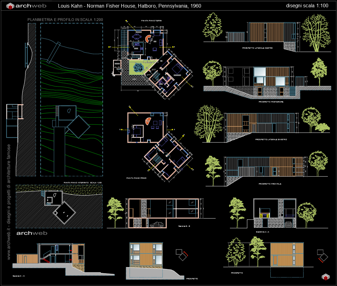 Fisher house autocad kahn dwg louis archweb norman kiến trúc Fisher house autocad kahn dwg louis archweb norman kiến trúc