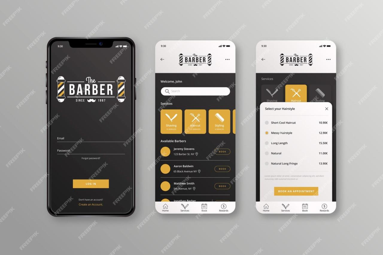 Barber booking app vector shop online