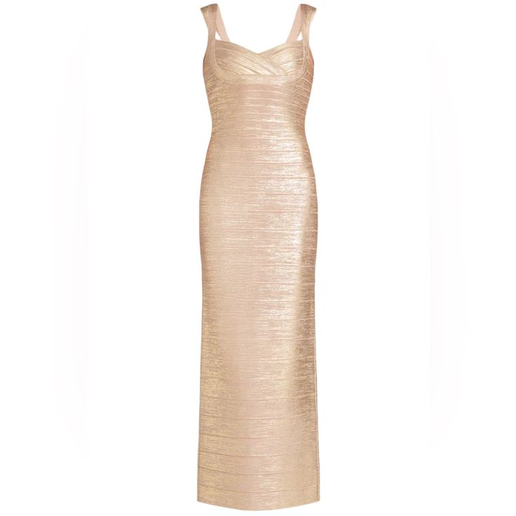 Herve Leger Gold Knit Tonal Panel Detail Halter Neck Lilou Dress XS ...